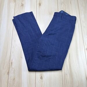Tallia Mens The Mason Fit 100% Wool Pants Check Pattern Blue Size 30x32 Slim